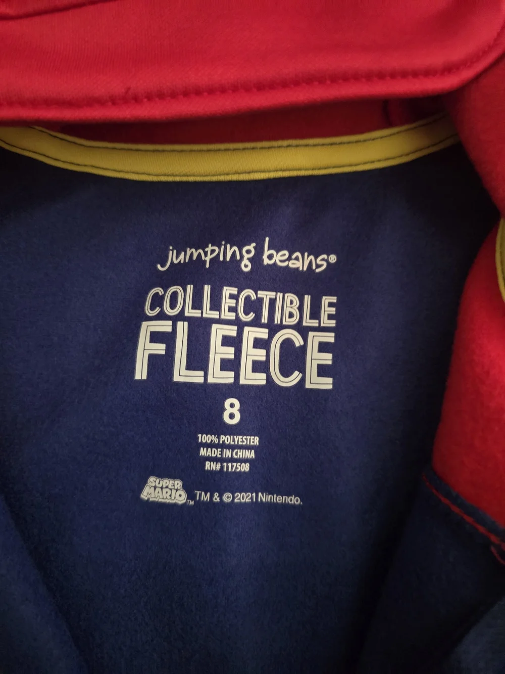 jumping beans Red and Blue Mario Hoodie with Yellow Buttons
